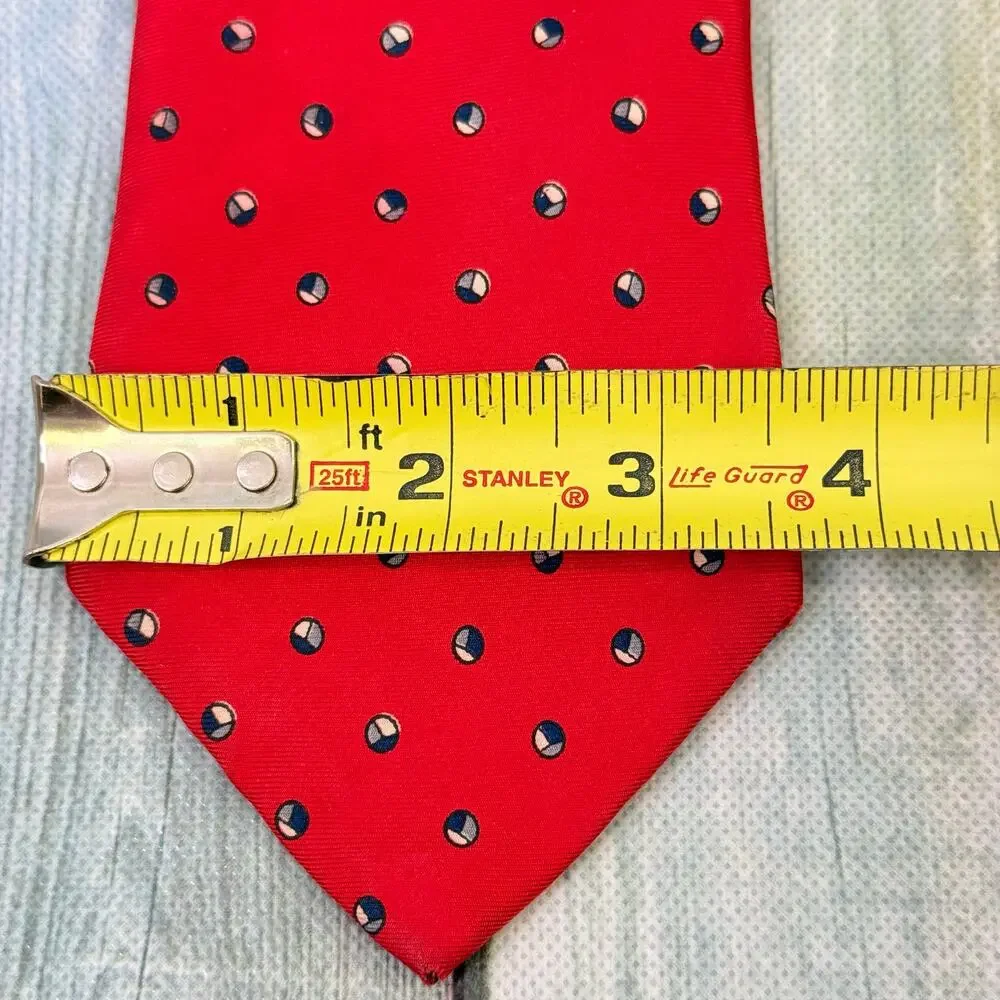 Christian Dior Red White Blue Mens Necktie Floral Silk Made in Italy USA Vintage